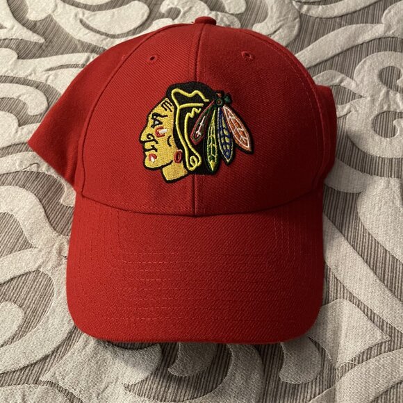 Chicago Blackhawks Hockey 47 Brand Hat Clean Up Adjustable Cap Red New One Size - Picture 1 of 5